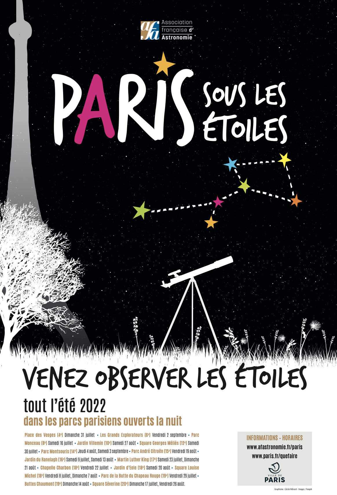 Paris sous les étoiles dans l'Allée Royale (12e) du bois de Vincennes